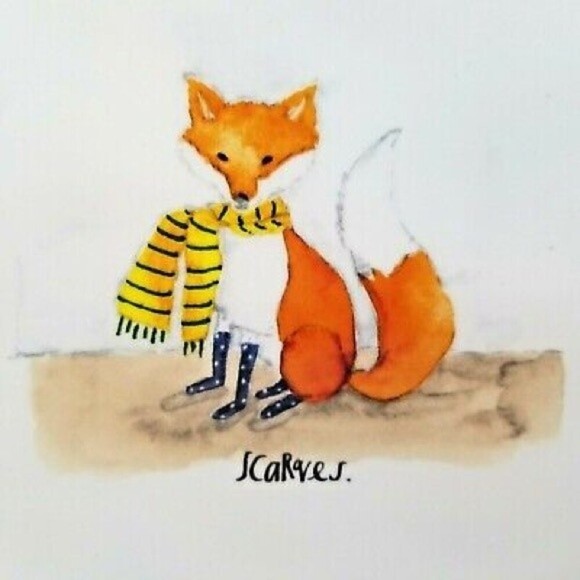 Rae Dunn Fox Scarves- 8" x 8" Square plate - Picture 6 of 7